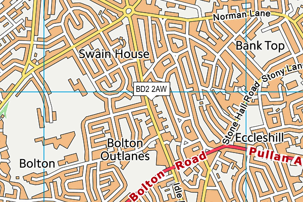 BD2 2AW map - OS VectorMap District (Ordnance Survey)