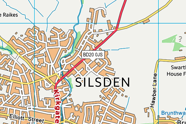 BD20 0JS map - OS VectorMap District (Ordnance Survey)