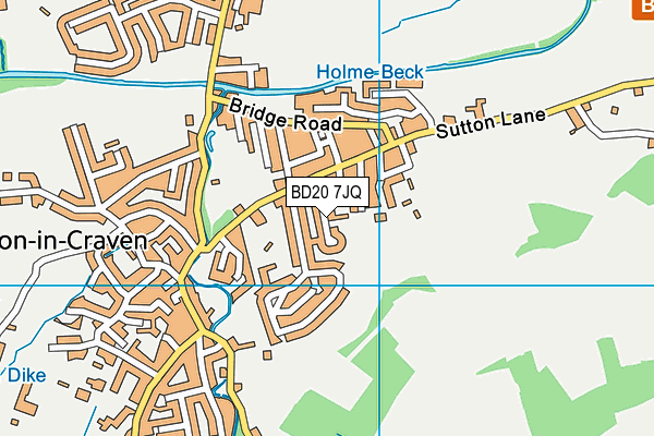 Sutton Village Hall map (BD20 7JQ) - OS VectorMap District (Ordnance Survey)