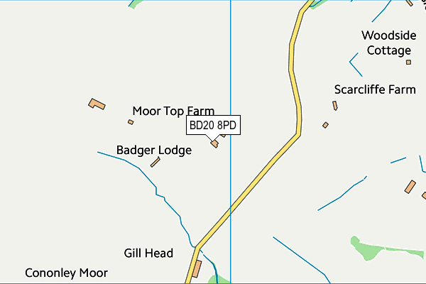 BD20 8PD map - OS VectorMap District (Ordnance Survey)