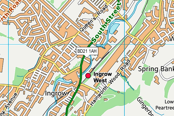 BD21 1AH map - OS VectorMap District (Ordnance Survey)