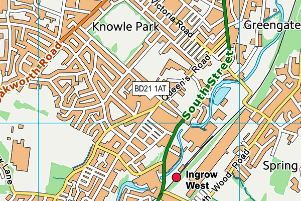 BD21 1AT map - OS VectorMap District (Ordnance Survey)