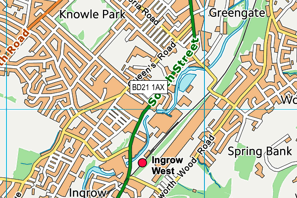 BD21 1AX map - OS VectorMap District (Ordnance Survey)