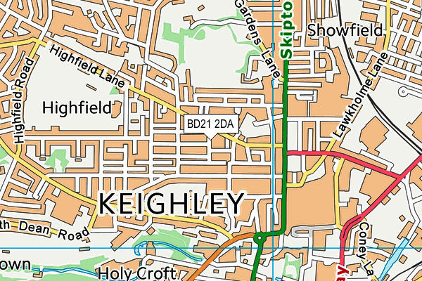BD21 2DA map - OS VectorMap District (Ordnance Survey)