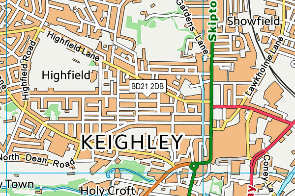 BD21 2DB map - OS VectorMap District (Ordnance Survey)