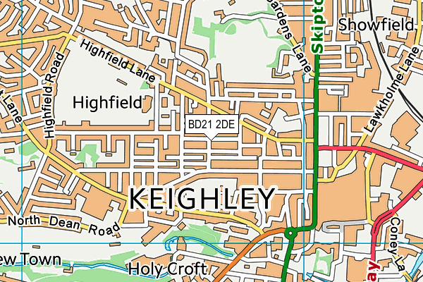 BD21 2DE map - OS VectorMap District (Ordnance Survey)