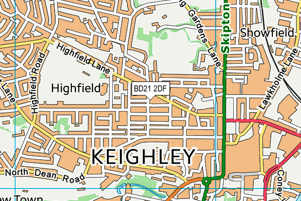 BD21 2DF map - OS VectorMap District (Ordnance Survey)