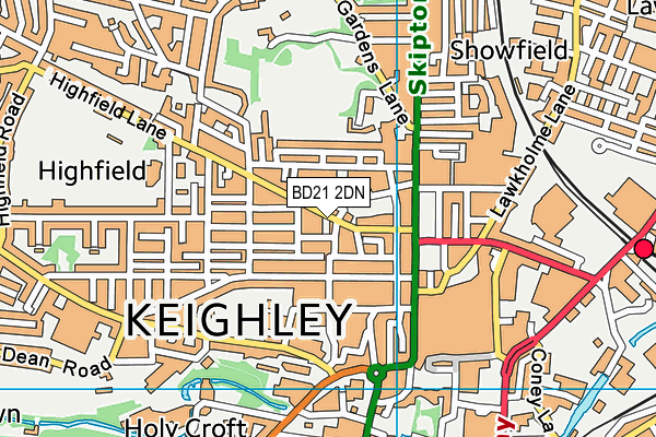 BD21 2DN map - OS VectorMap District (Ordnance Survey)