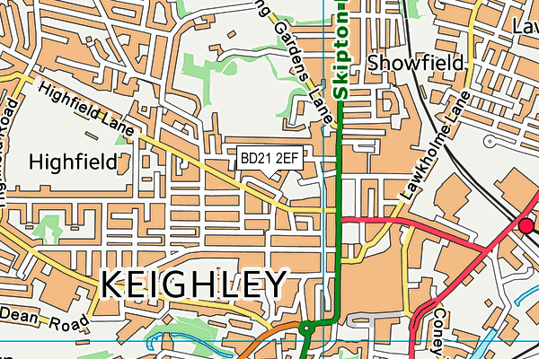 BD21 2EF map - OS VectorMap District (Ordnance Survey)