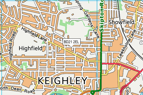 BD21 2EL map - OS VectorMap District (Ordnance Survey)