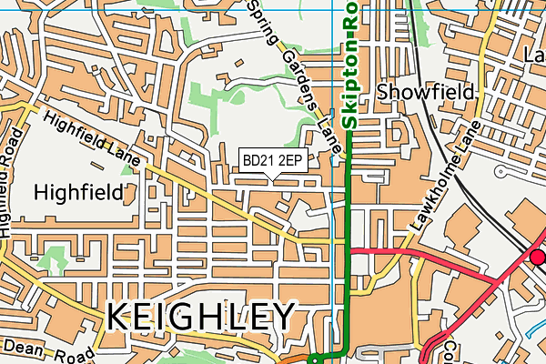 BD21 2EP map - OS VectorMap District (Ordnance Survey)