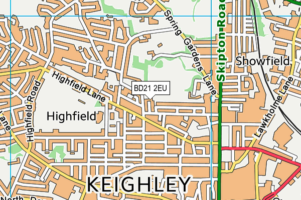 BD21 2EU map - OS VectorMap District (Ordnance Survey)