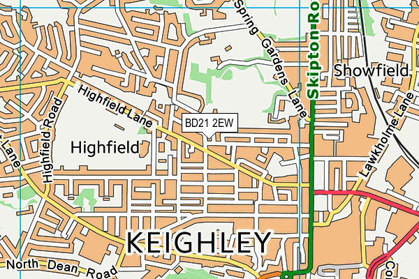 BD21 2EW map - OS VectorMap District (Ordnance Survey)