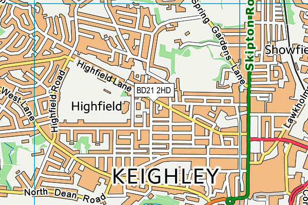 BD21 2HD map - OS VectorMap District (Ordnance Survey)