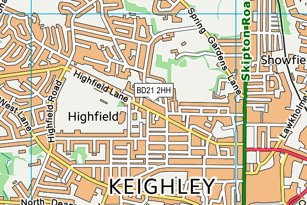 BD21 2HH map - OS VectorMap District (Ordnance Survey)