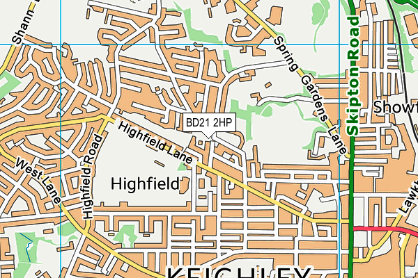 BD21 2HP map - OS VectorMap District (Ordnance Survey)