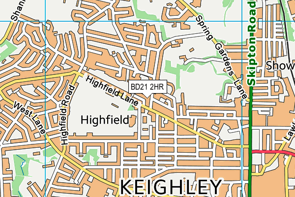 BD21 2HR map - OS VectorMap District (Ordnance Survey)