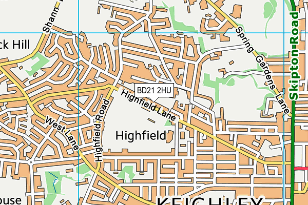 BD21 2HU map - OS VectorMap District (Ordnance Survey)