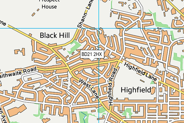 BD21 2HX map - OS VectorMap District (Ordnance Survey)