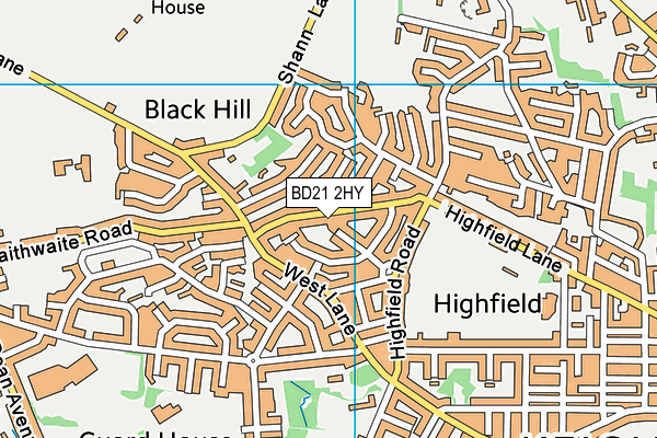 BD21 2HY map - OS VectorMap District (Ordnance Survey)