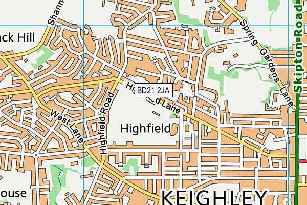 BD21 2JA map - OS VectorMap District (Ordnance Survey)