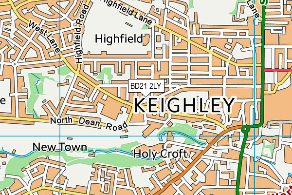 BD21 2LY map - OS VectorMap District (Ordnance Survey)