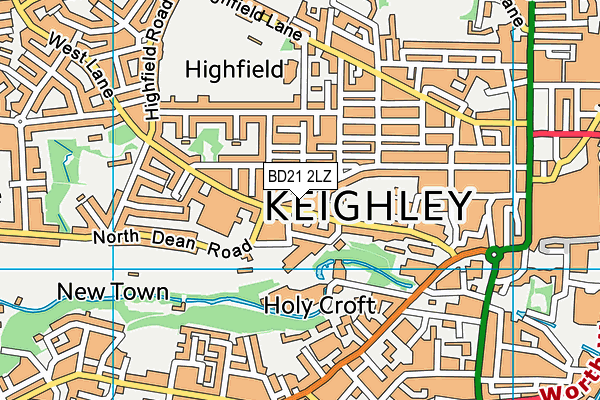 BD21 2LZ map - OS VectorMap District (Ordnance Survey)