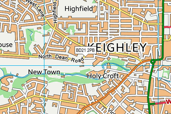 BD21 2PB map - OS VectorMap District (Ordnance Survey)