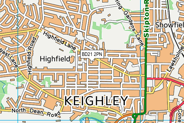 BD21 2PN map - OS VectorMap District (Ordnance Survey)