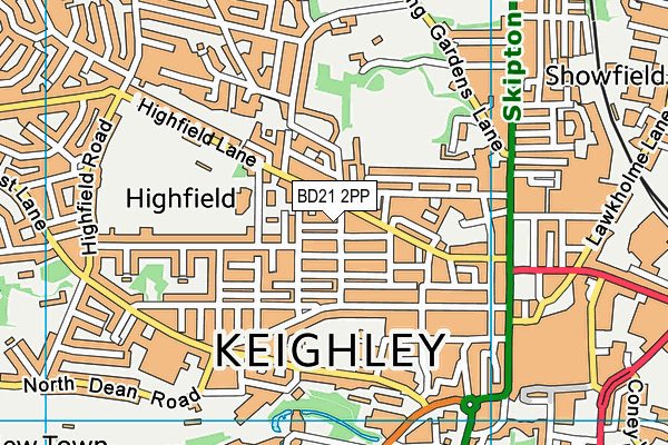 BD21 2PP map - OS VectorMap District (Ordnance Survey)