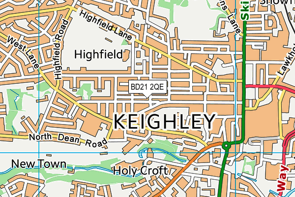 BD21 2QE map - OS VectorMap District (Ordnance Survey)