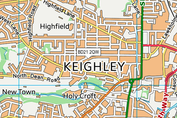 BD21 2QW map - OS VectorMap District (Ordnance Survey)