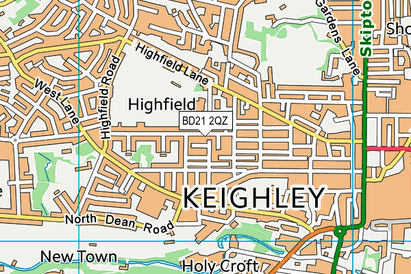 BD21 2QZ map - OS VectorMap District (Ordnance Survey)