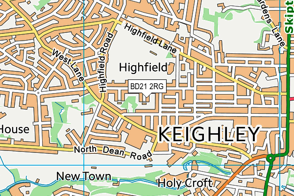 BD21 2RG map - OS VectorMap District (Ordnance Survey)