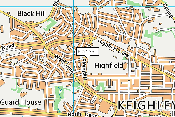 BD21 2RL map - OS VectorMap District (Ordnance Survey)