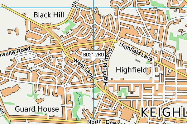 BD21 2RU map - OS VectorMap District (Ordnance Survey)