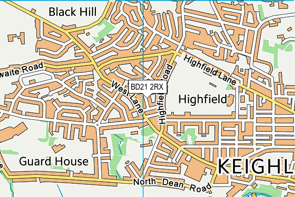 BD21 2RX map - OS VectorMap District (Ordnance Survey)