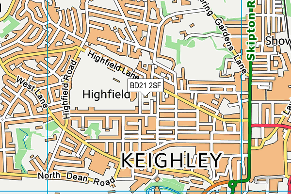 BD21 2SF map - OS VectorMap District (Ordnance Survey)