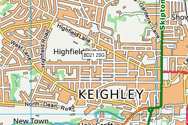 BD21 2SG map - OS VectorMap District (Ordnance Survey)