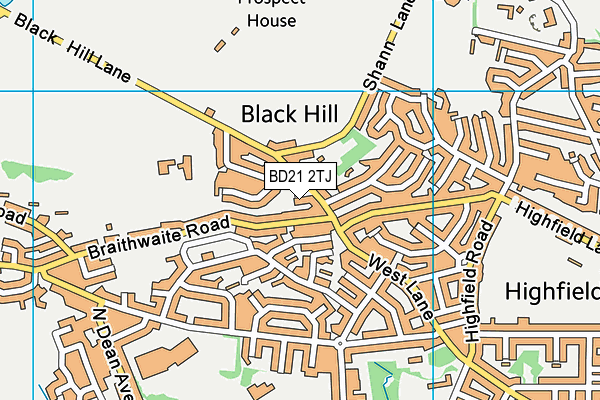 BD21 2TJ map - OS VectorMap District (Ordnance Survey)