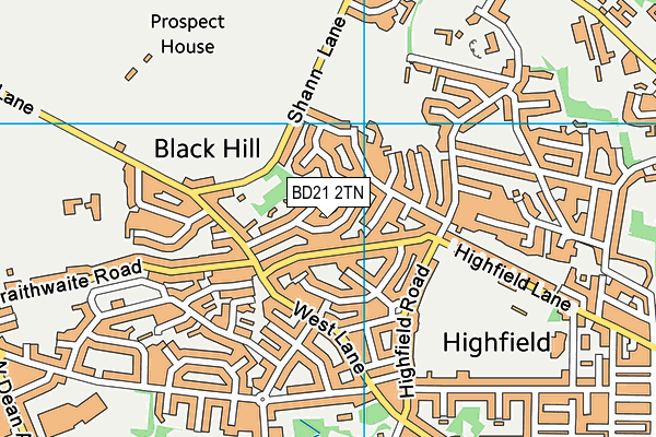 BD21 2TN map - OS VectorMap District (Ordnance Survey)