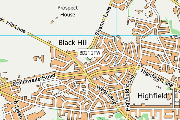 BD21 2TW map - OS VectorMap District (Ordnance Survey)