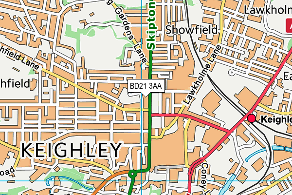 BD21 3AA map - OS VectorMap District (Ordnance Survey)