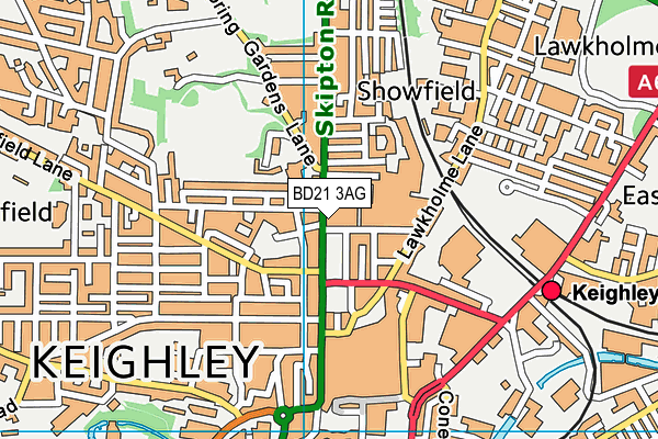 BD21 3AG map - OS VectorMap District (Ordnance Survey)