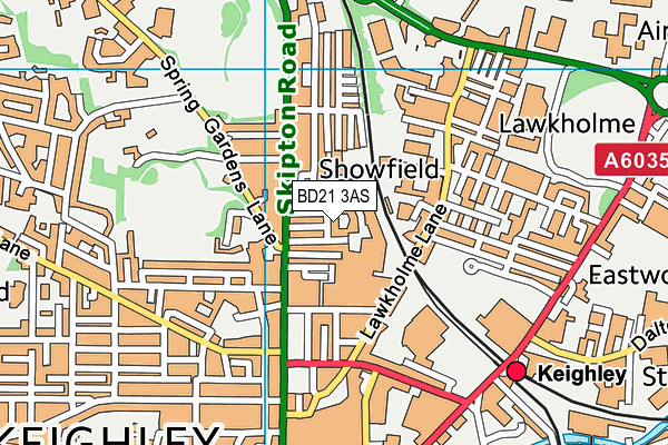 BD21 3AS map - OS VectorMap District (Ordnance Survey)