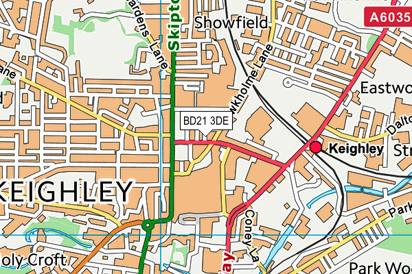 BD21 3DE map - OS VectorMap District (Ordnance Survey)