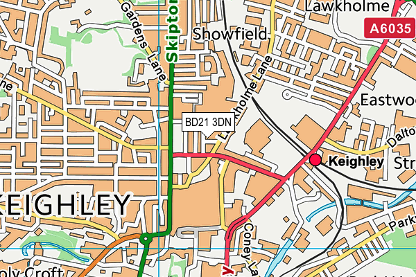 BD21 3DN map - OS VectorMap District (Ordnance Survey)