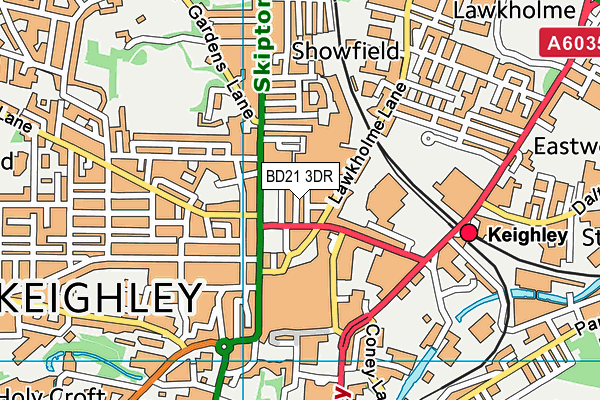 BD21 3DR map - OS VectorMap District (Ordnance Survey)