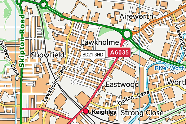 BD21 3HD map - OS VectorMap District (Ordnance Survey)