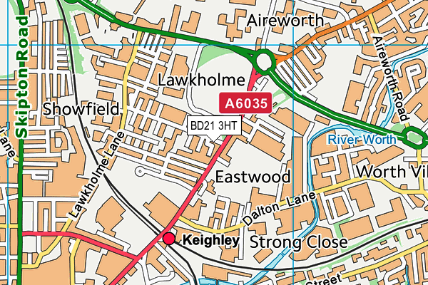 BD21 3HT map - OS VectorMap District (Ordnance Survey)